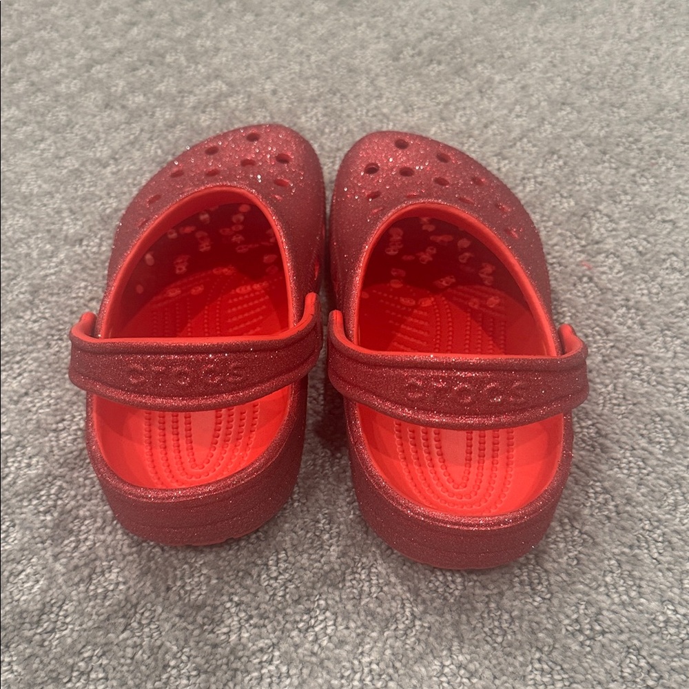 CROCS Kids Sparkly Red Clogs - Picture 4 of 5
